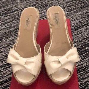 Valentino white patent leather wedges